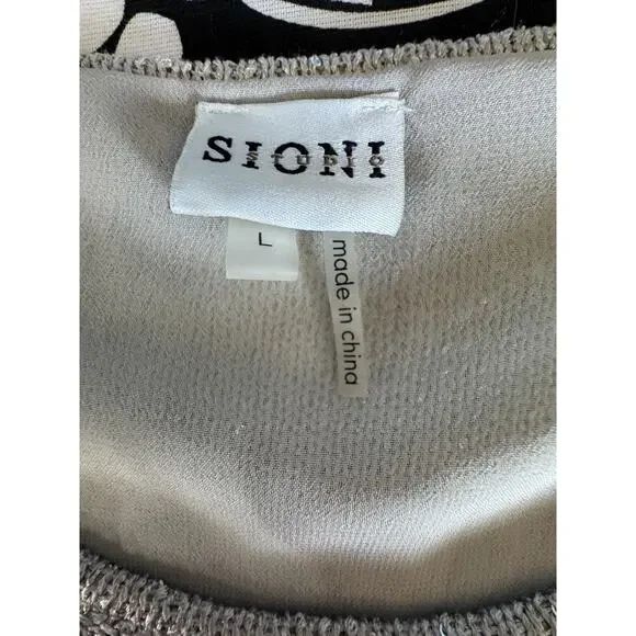 Sioni Women’s Large Sequin Layered Pleat Trim Pullover Sweater Twee Pop Beige - Picture 9 of 12